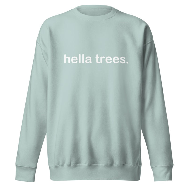 hella trees. classic cotton sweatshirt studio product shot - Agave
