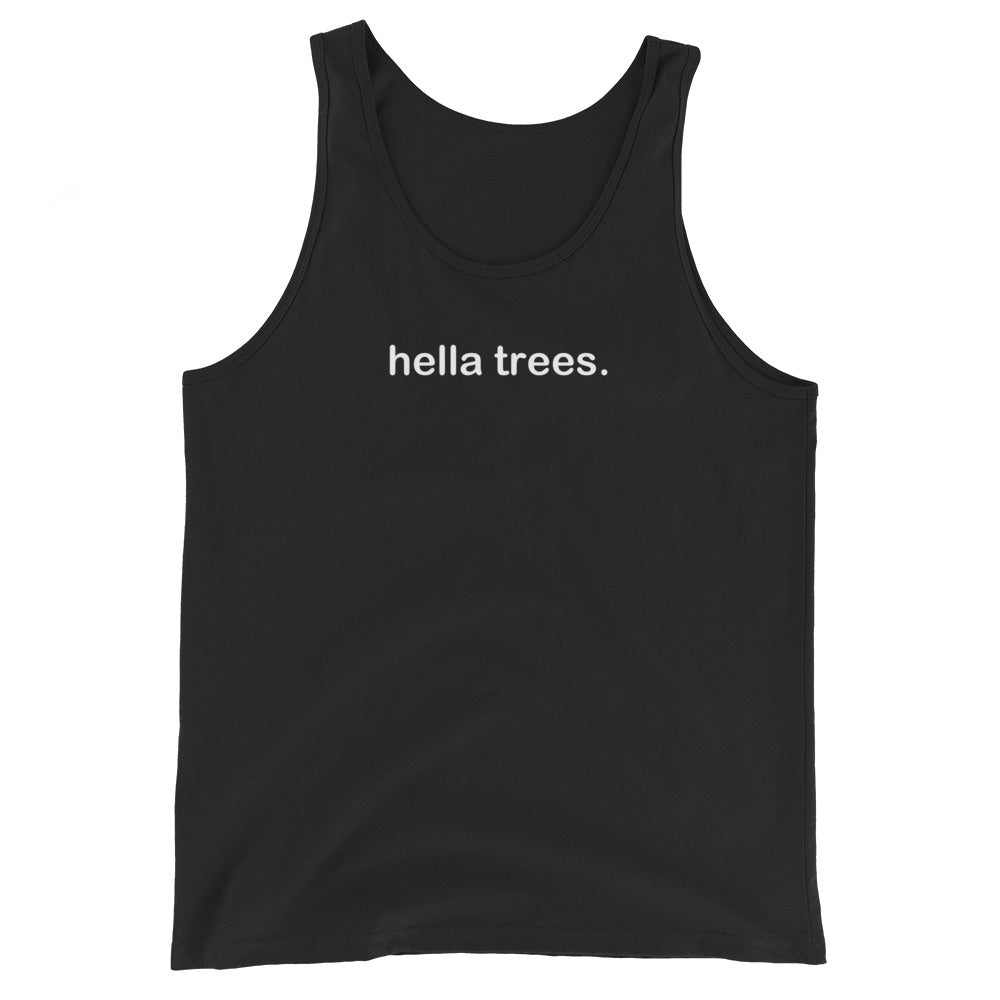 hella trees. classic cotton tank isolated studio product shot - Black