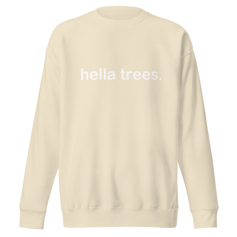 hella trees. classic cotton sweatshirt studio product shot - Bone