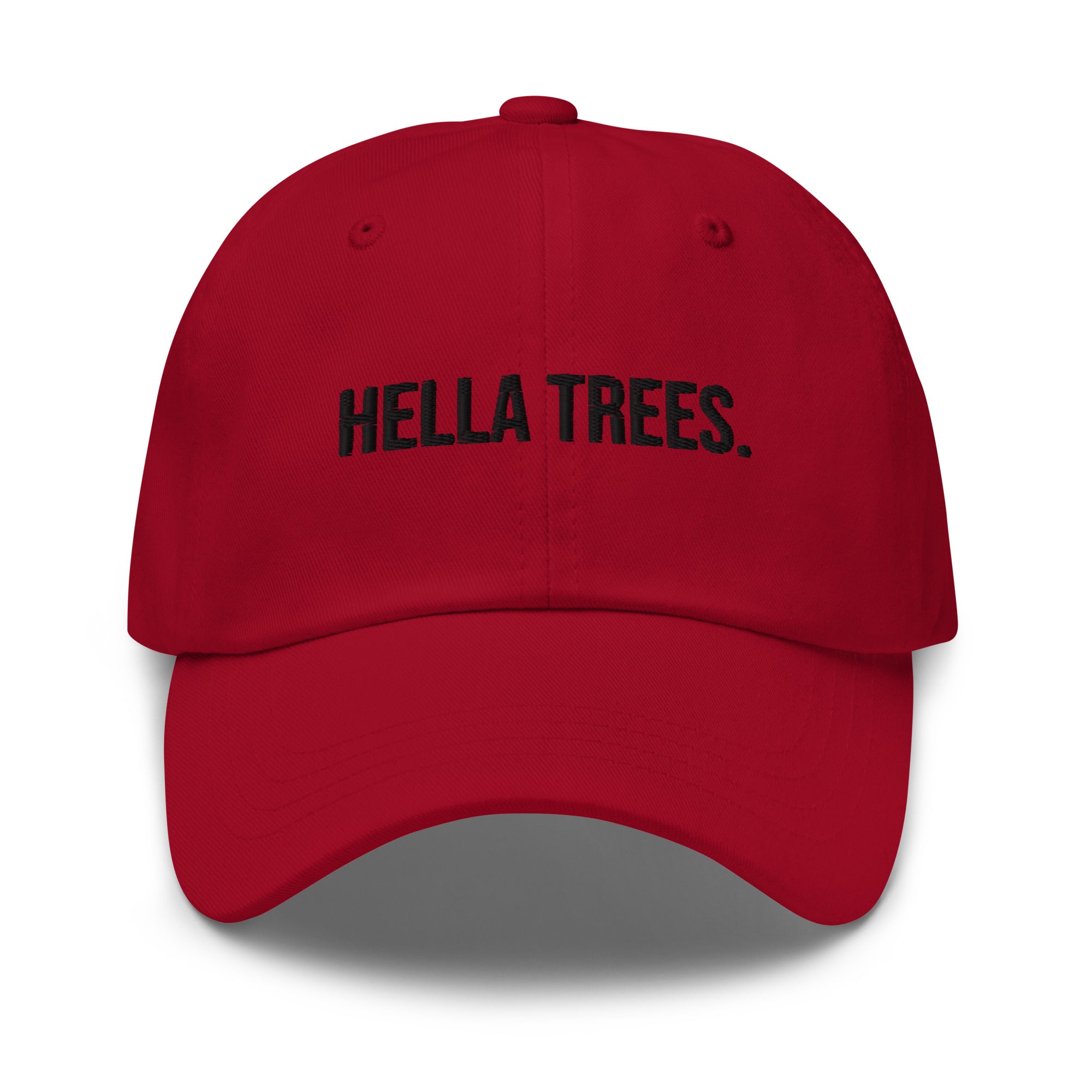 hella trees. Dad Cap mockup - Cranberry - Black embroidery - Bold