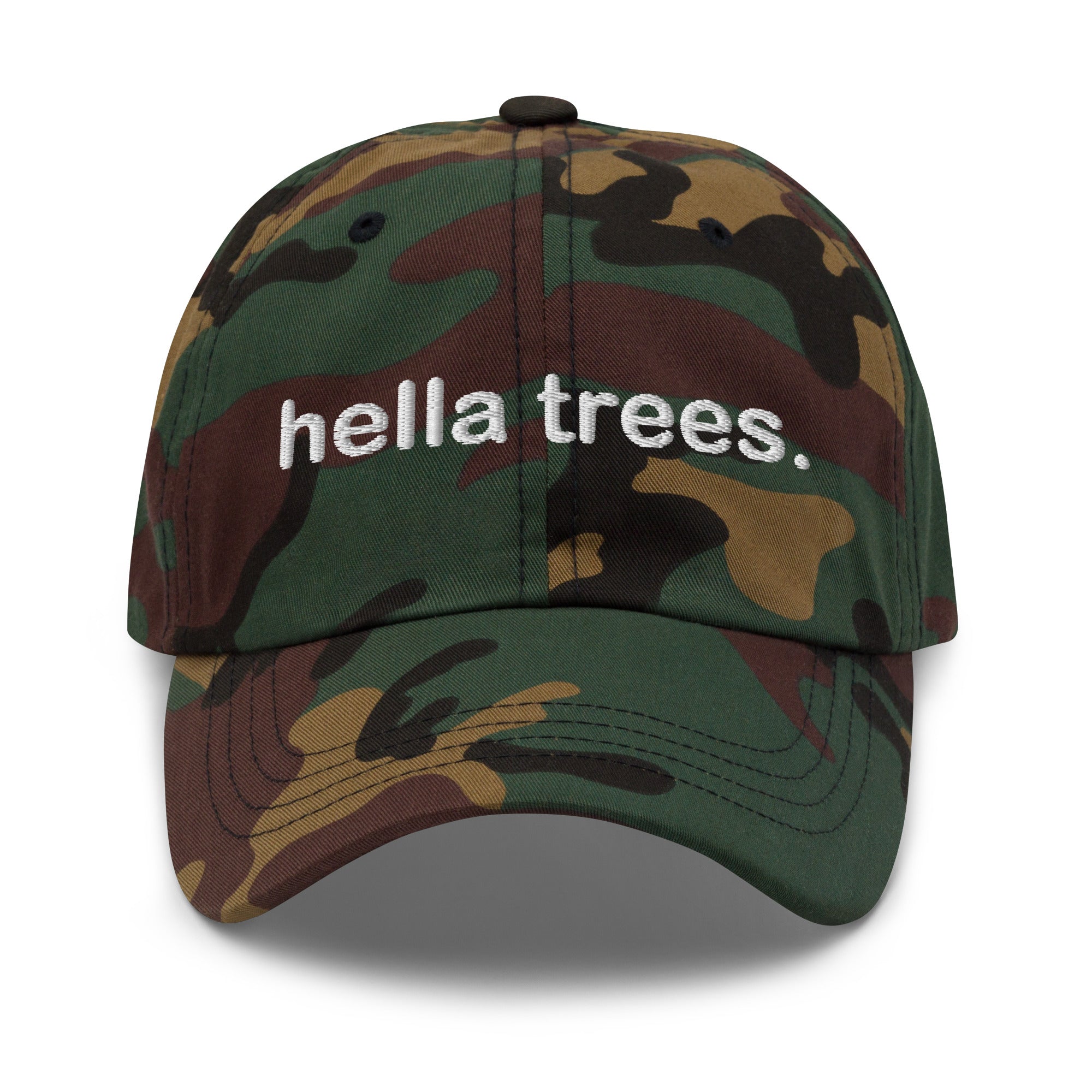 hella trees. Dad Cap mockup - Green Camo