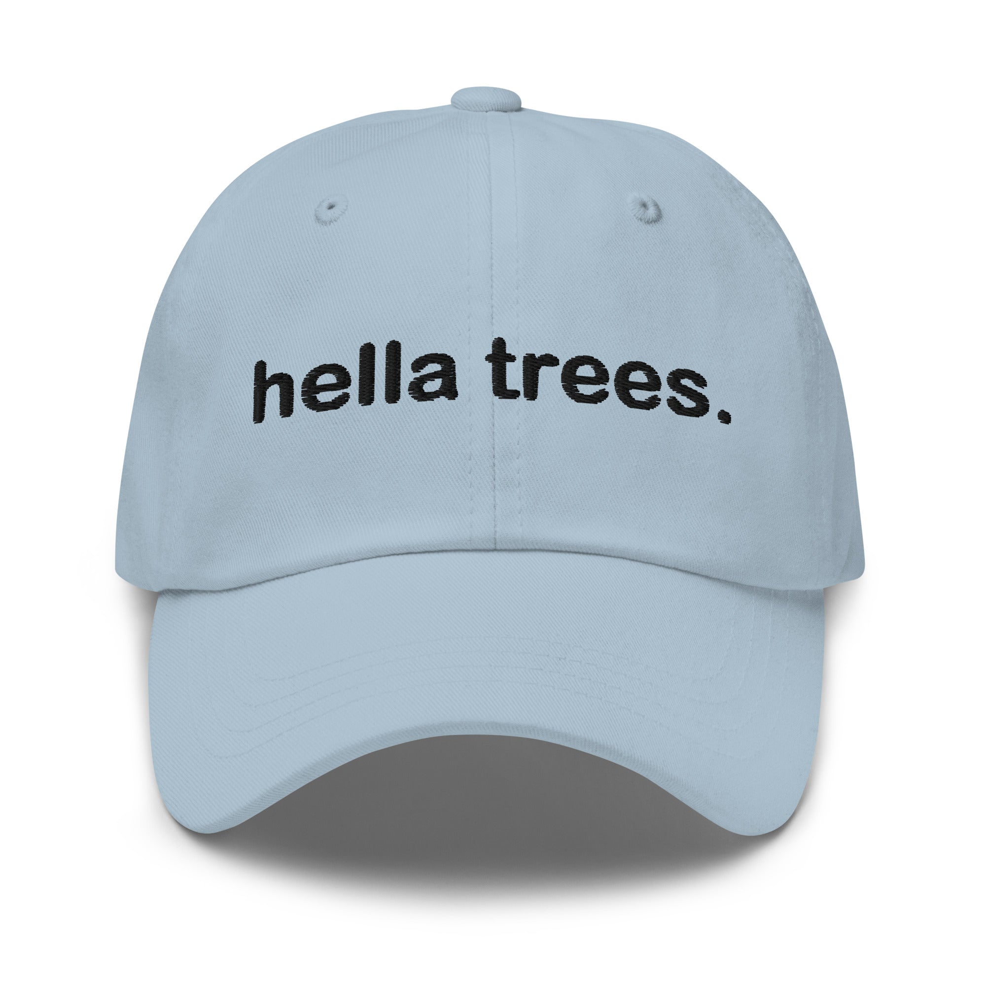 hella trees. Dad Cap mockup - Light Blue - Black embroidery