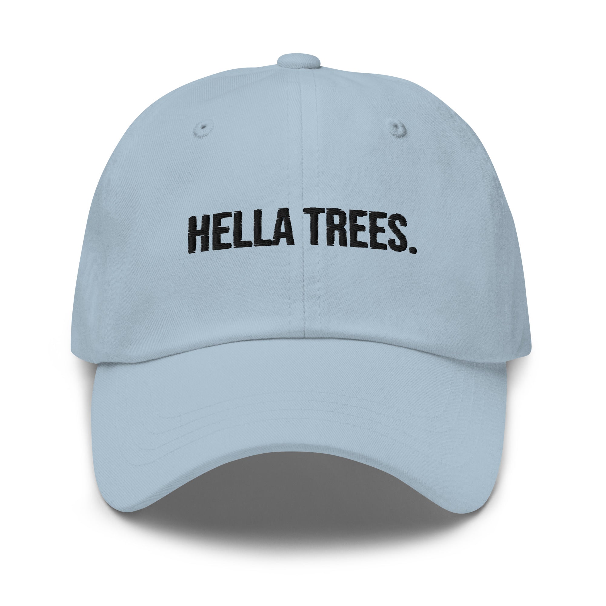 hella trees. Dad Cap mockup - Light Blue - Black embroidery - Bold