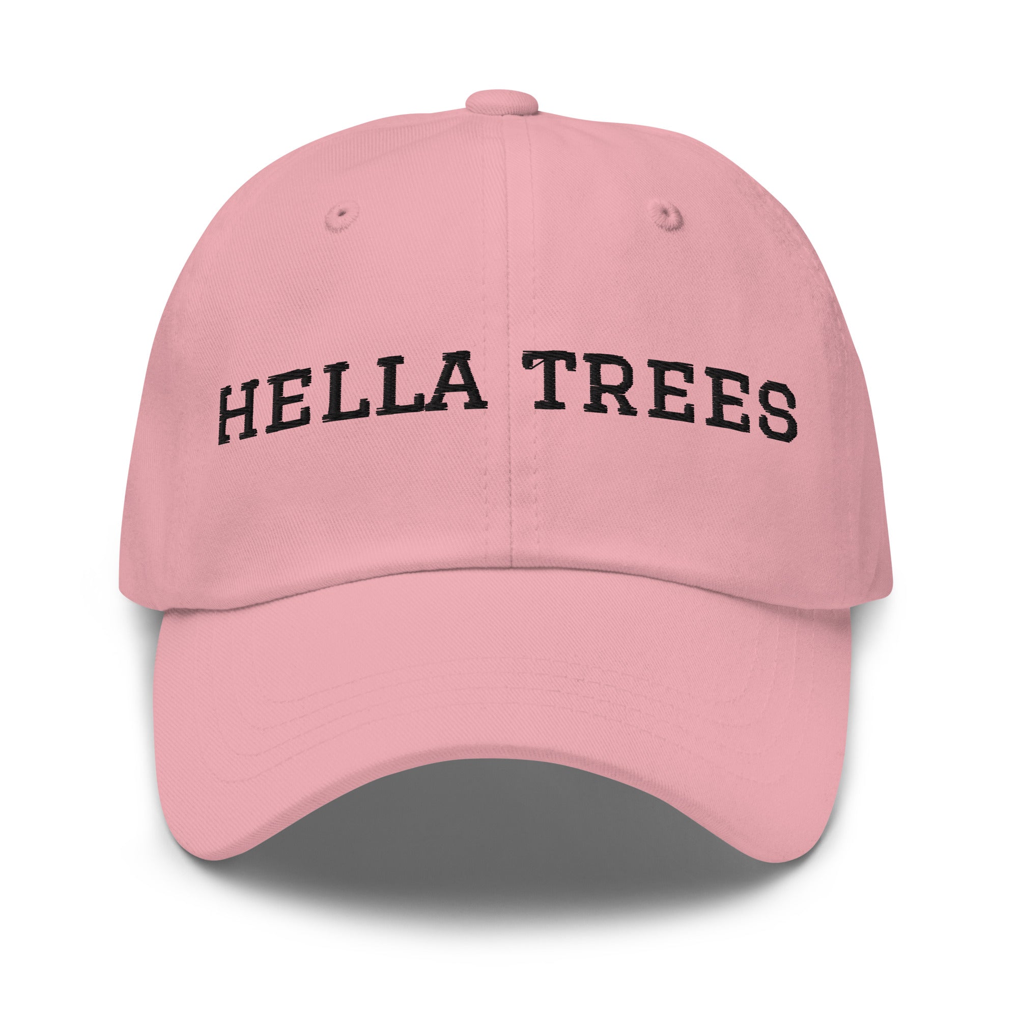 hella trees. Dad Cap mockup - Pink - Black embroidery - Varsity