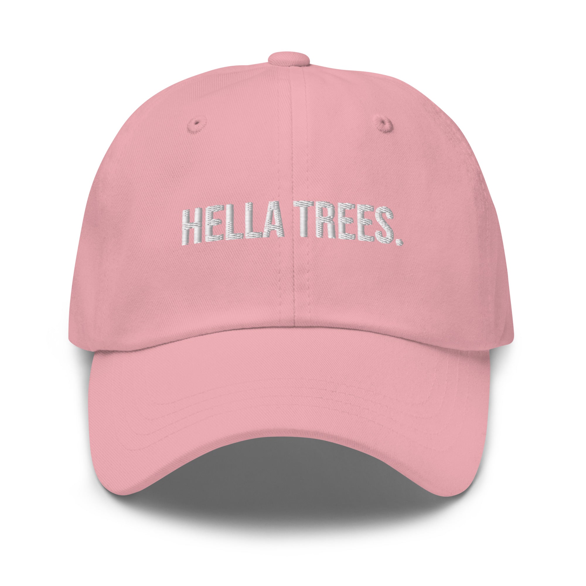 hella trees. Dad Cap mockup - Pink - White embroidery - Bold
