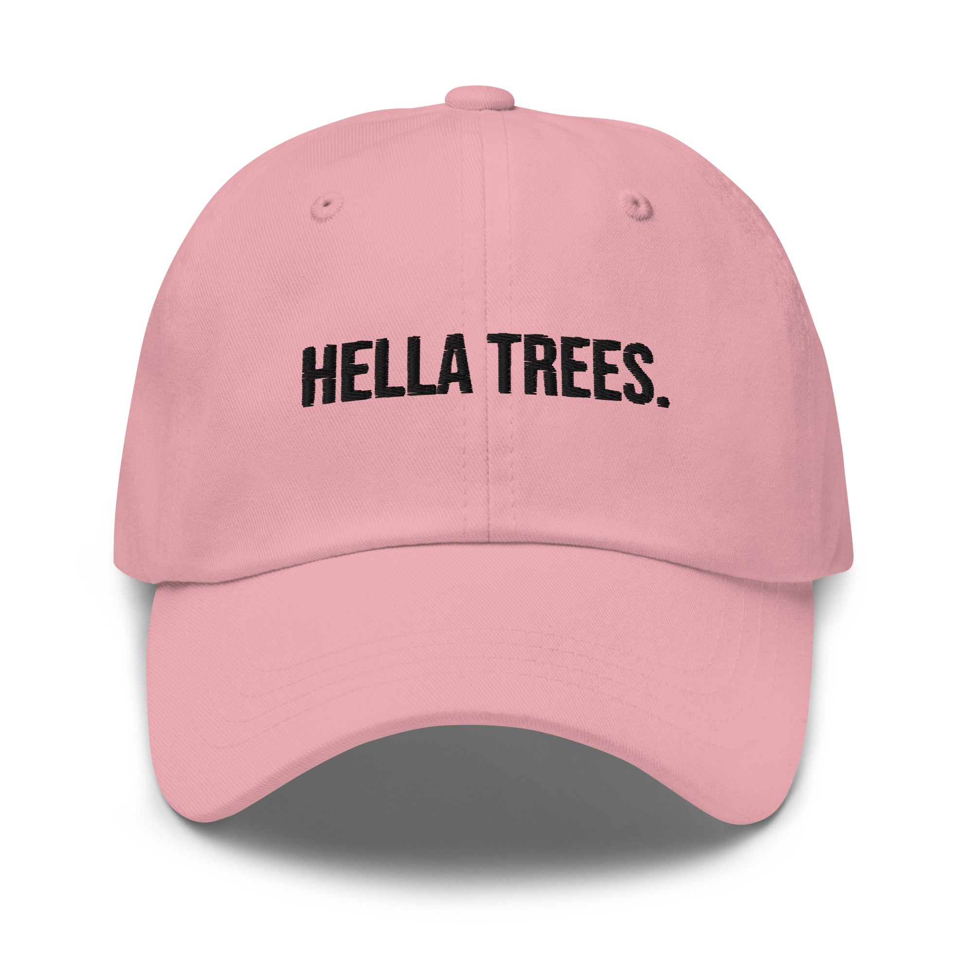 hella trees. Dad Cap mockup - Pink - Black embroidery - Bold