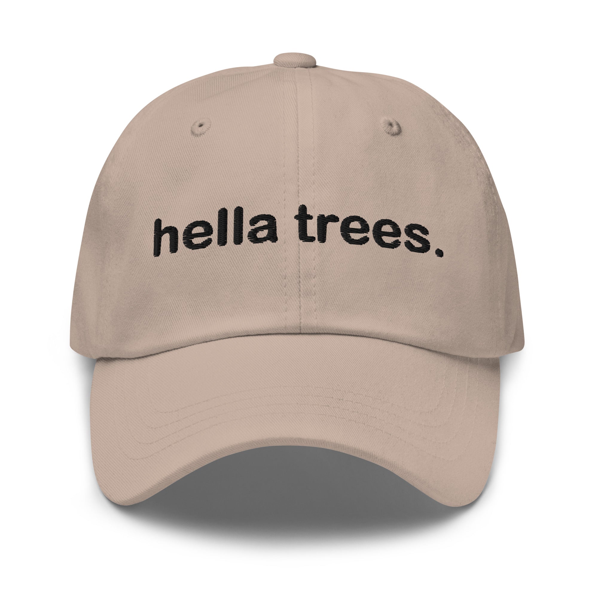hella trees. Dad Cap mockup - Stone - Black embroidery