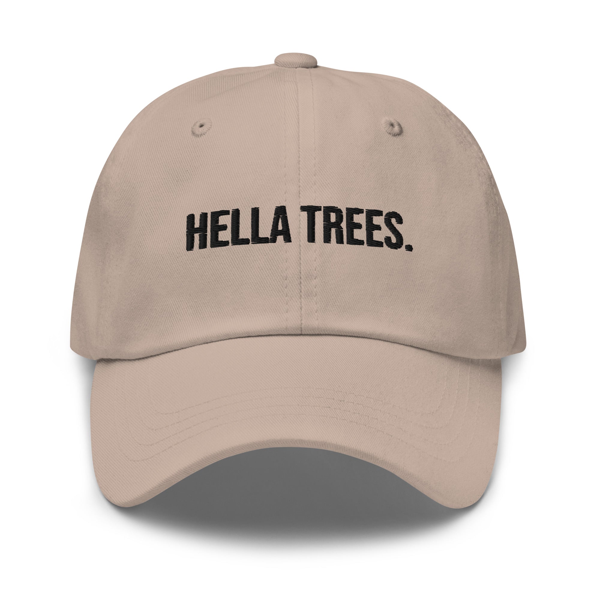 hella trees. Dad Cap mockup - Stone - Black embroidery - Bold