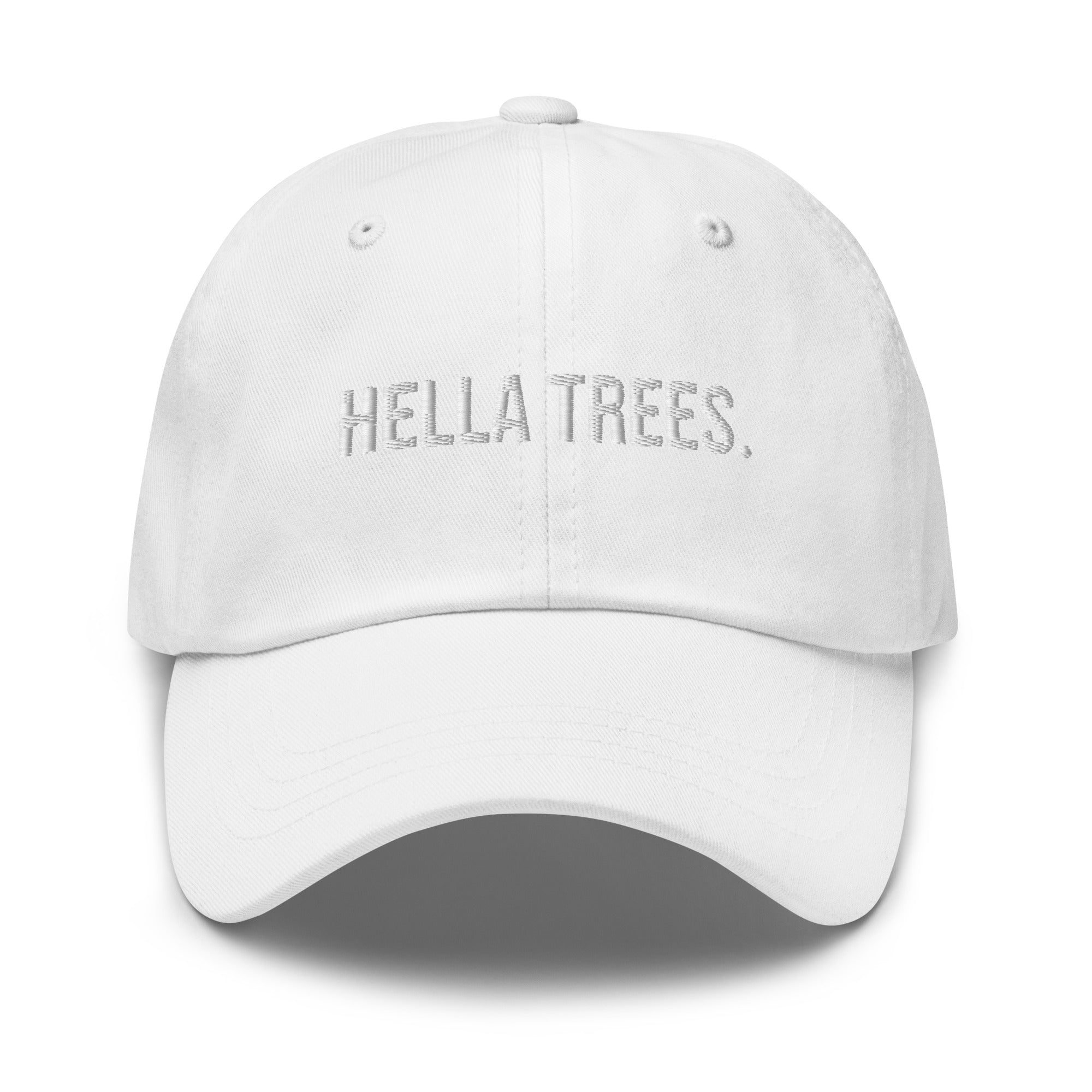 hella trees. Dad Cap mockup - White - White embroidery - Bold