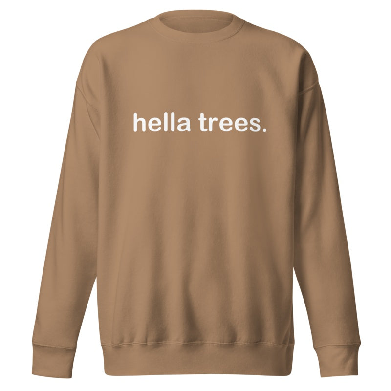 hella trees. classic cotton sweatshirt studio product shot - Latte