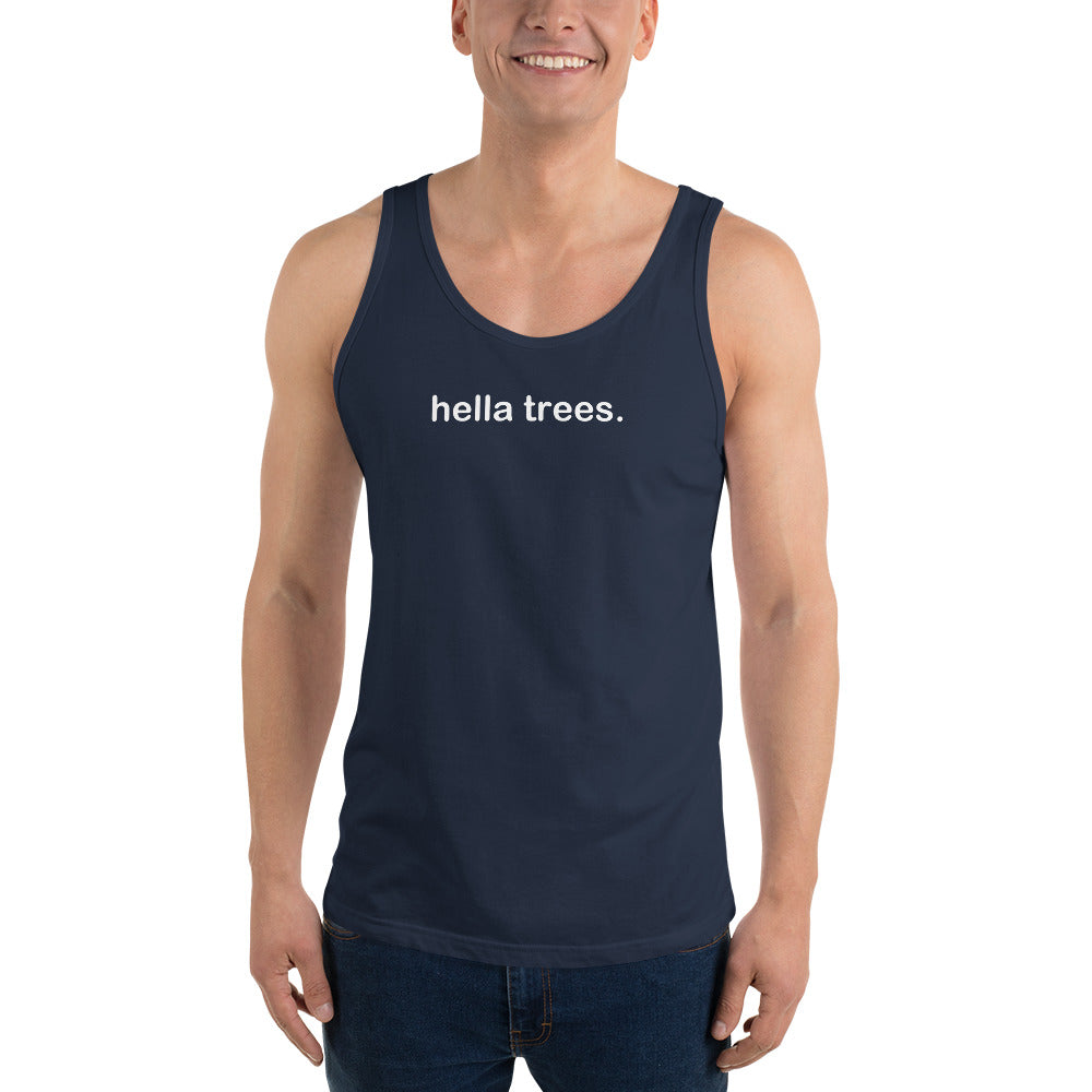 hella trees. classic cotton tank studio product shot