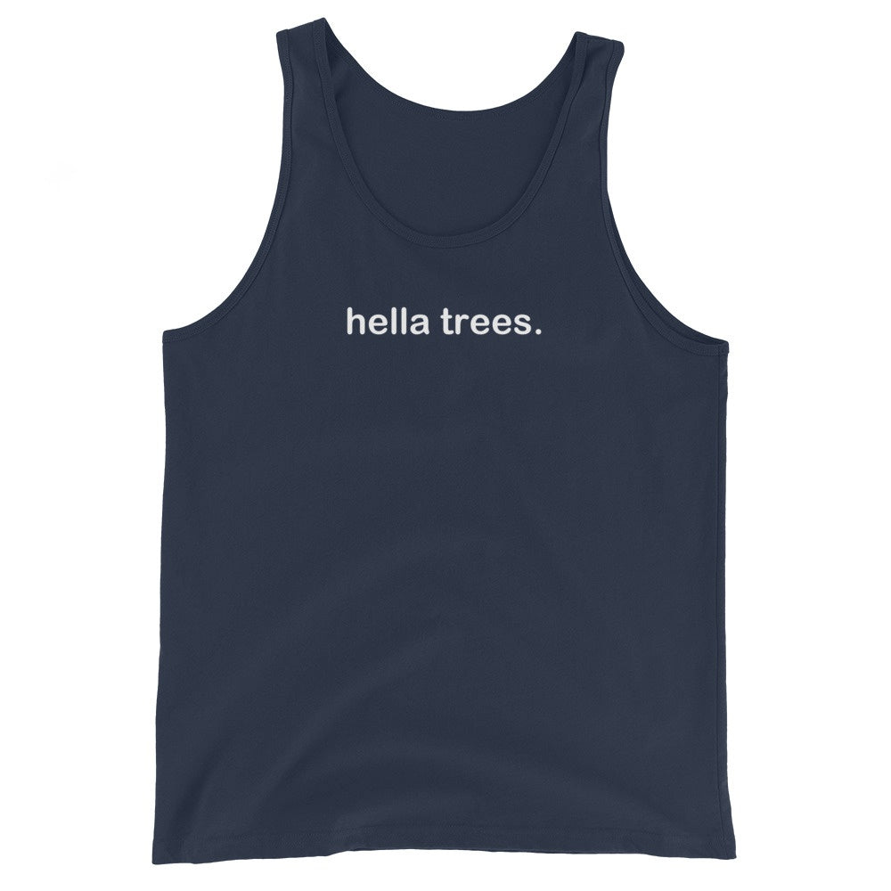 hella trees. classic cotton tank isolated studio product shot - Navy