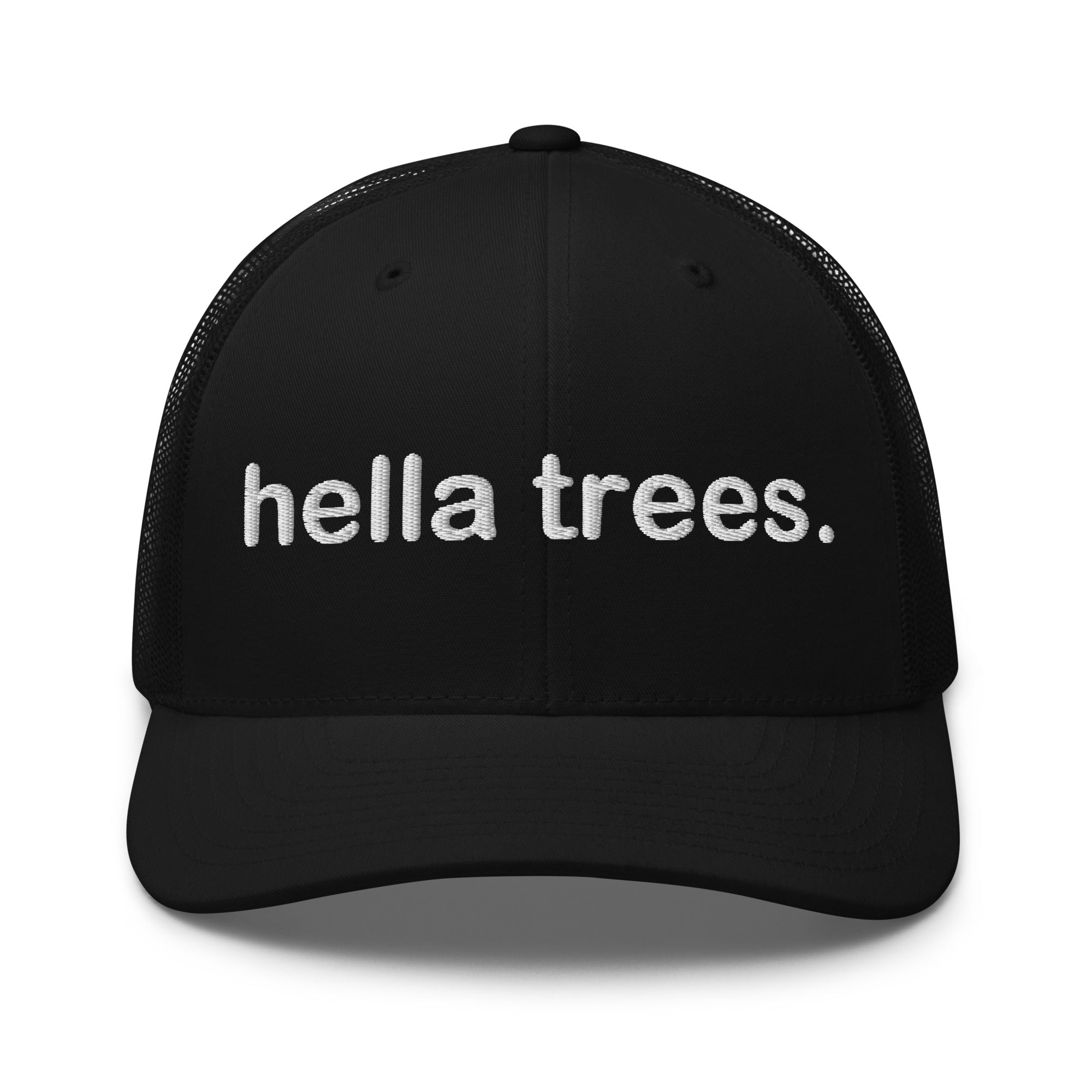 hella trees. trucker cap mockup - Black