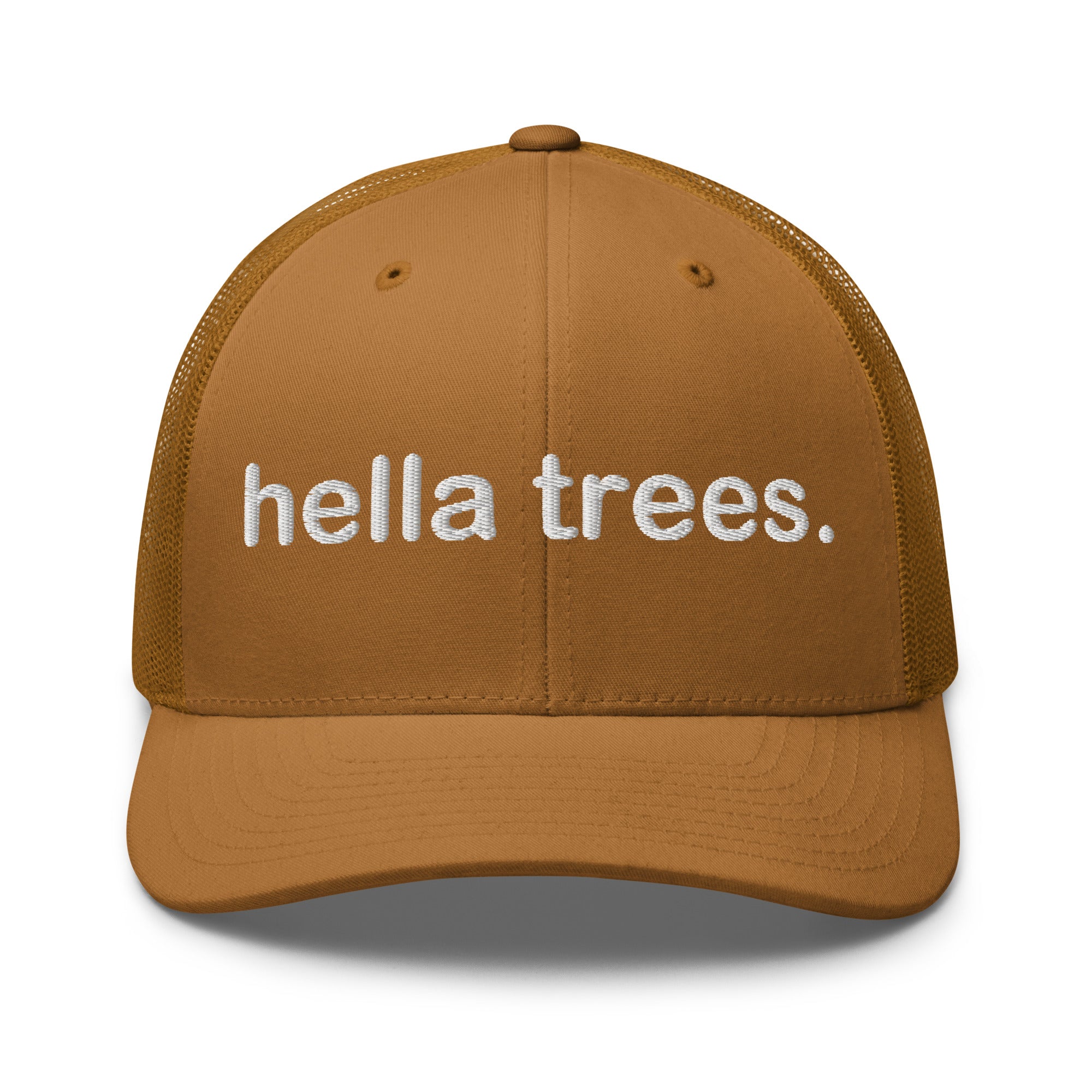 hella trees. trucker cap mockup - Caramel