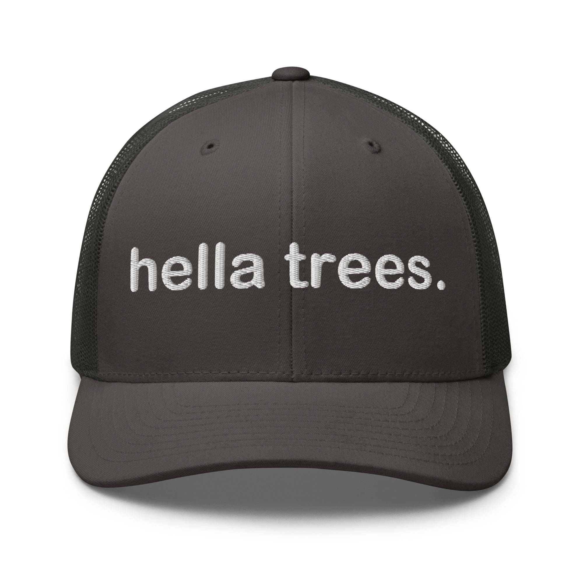hella trees. trucker cap mockup - Charcoal