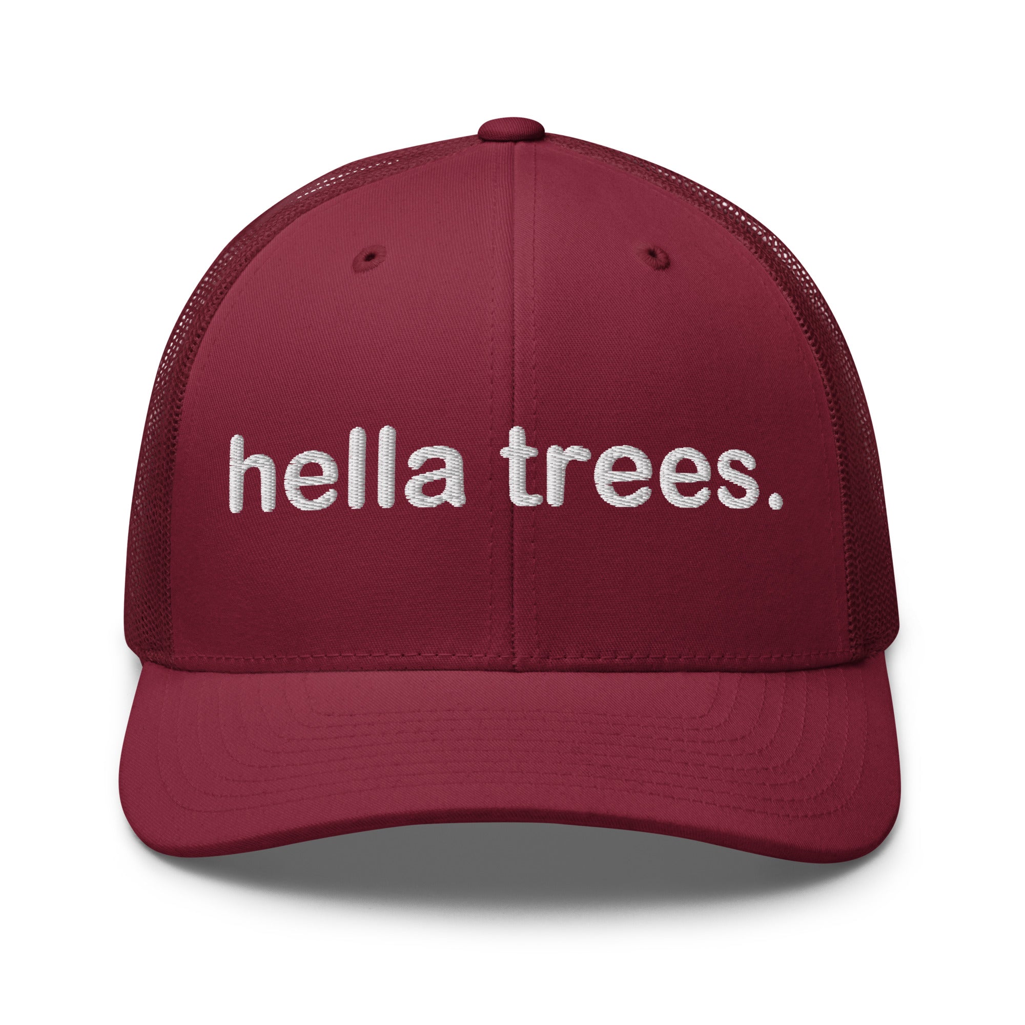 hella trees. trucker cap mockup - Cranberry