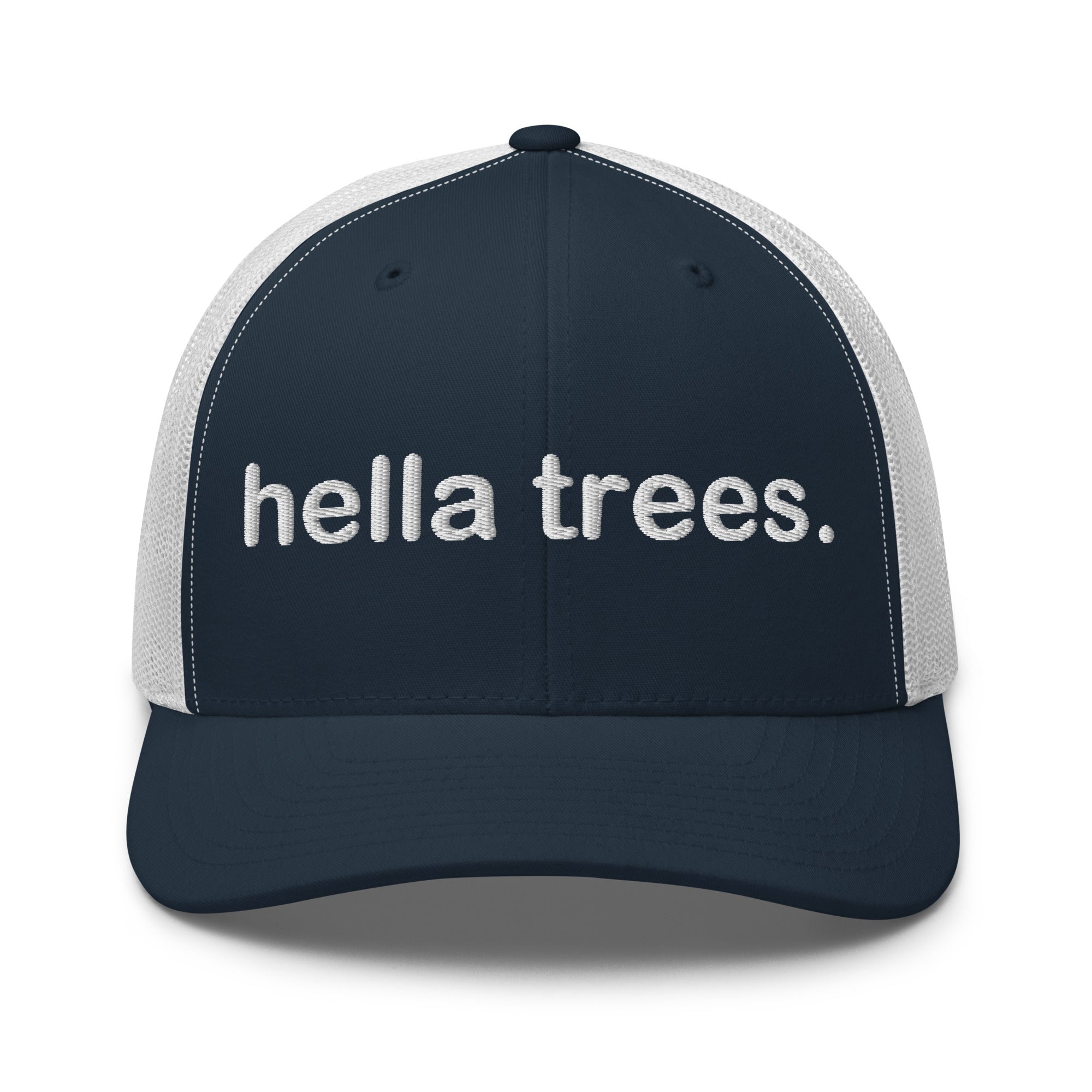 hella trees. trucker cap mockup - Navy/ White
