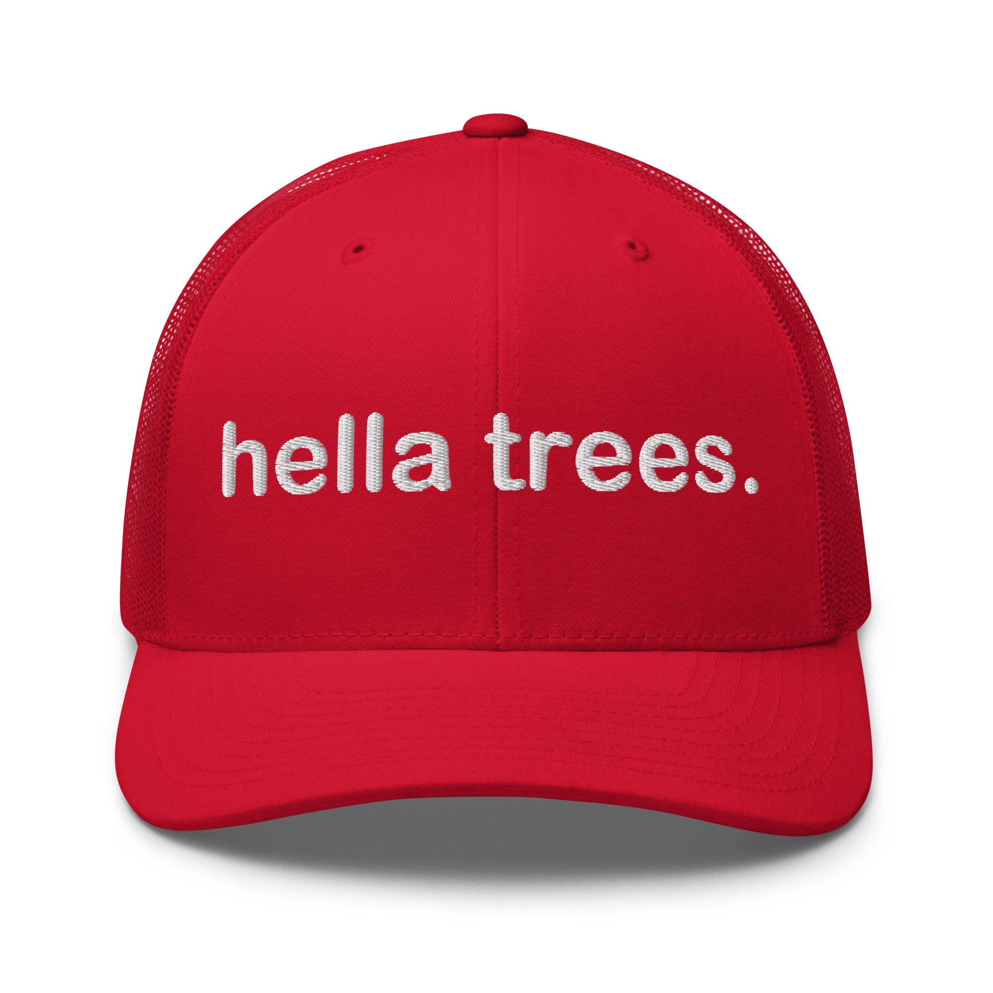 hella trees. trucker cap mockup - Red