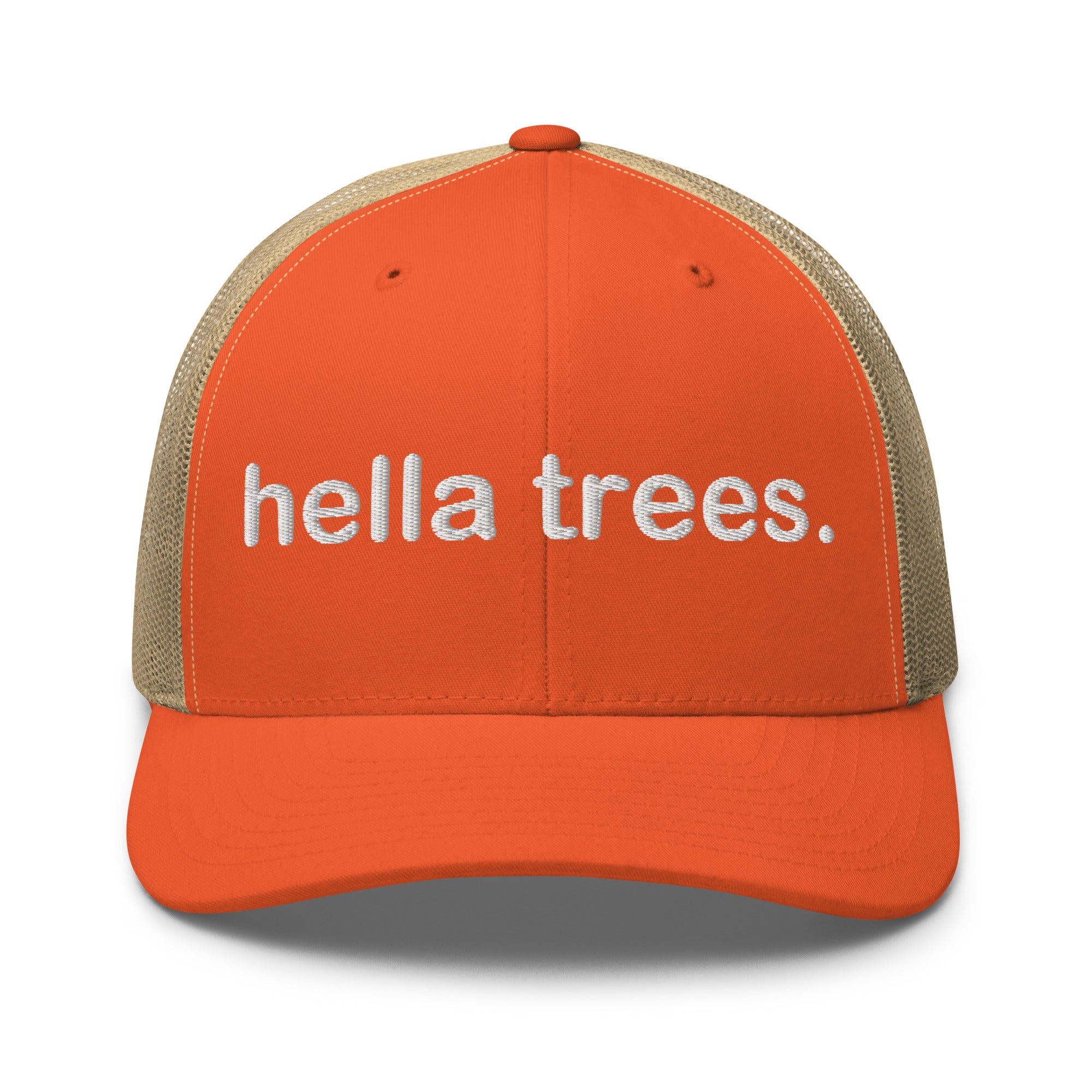 hella trees. trucker cap mockup - Rustic Orange/ Khaki