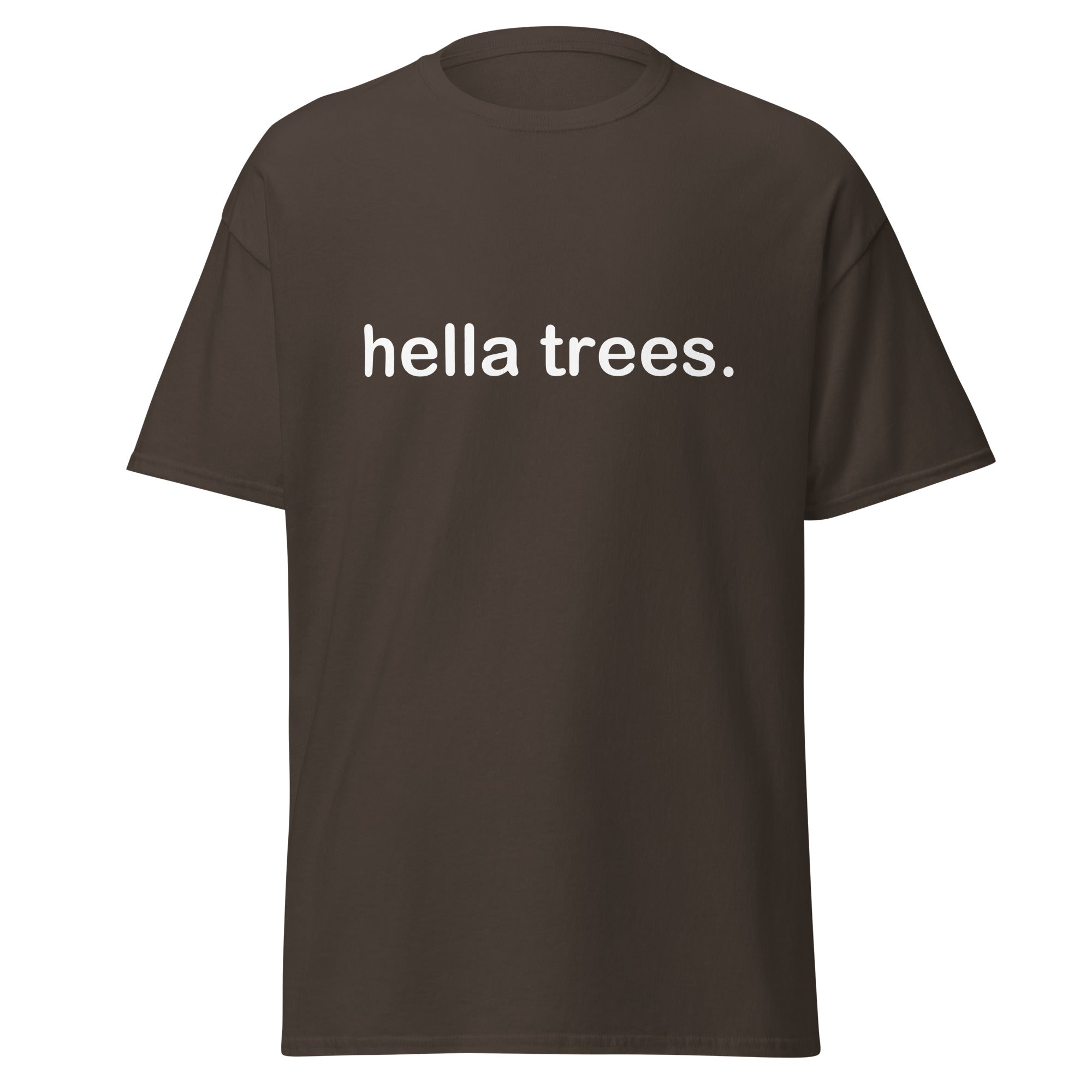 hella trees. classic cotton tee mockup - Dark Chocolate