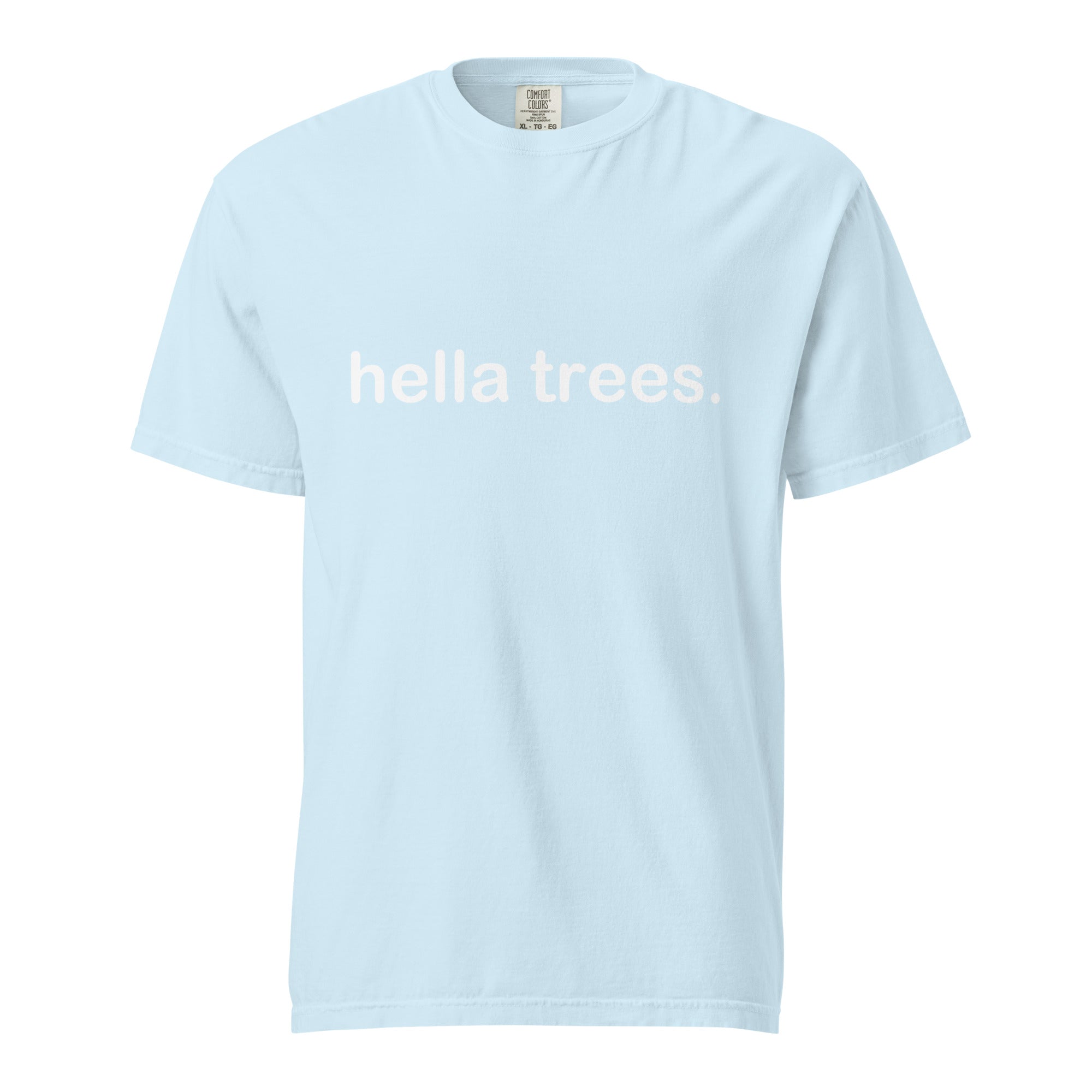 hella trees. classic cotton tee mockup - Chambray