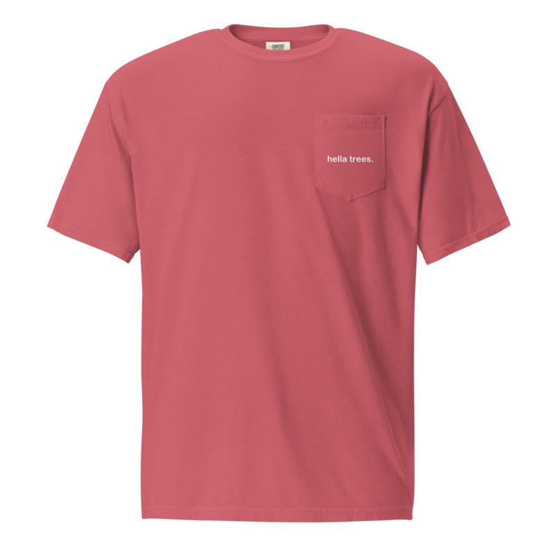 hella trees. cotton pocket tee studio product shot - Watermelon